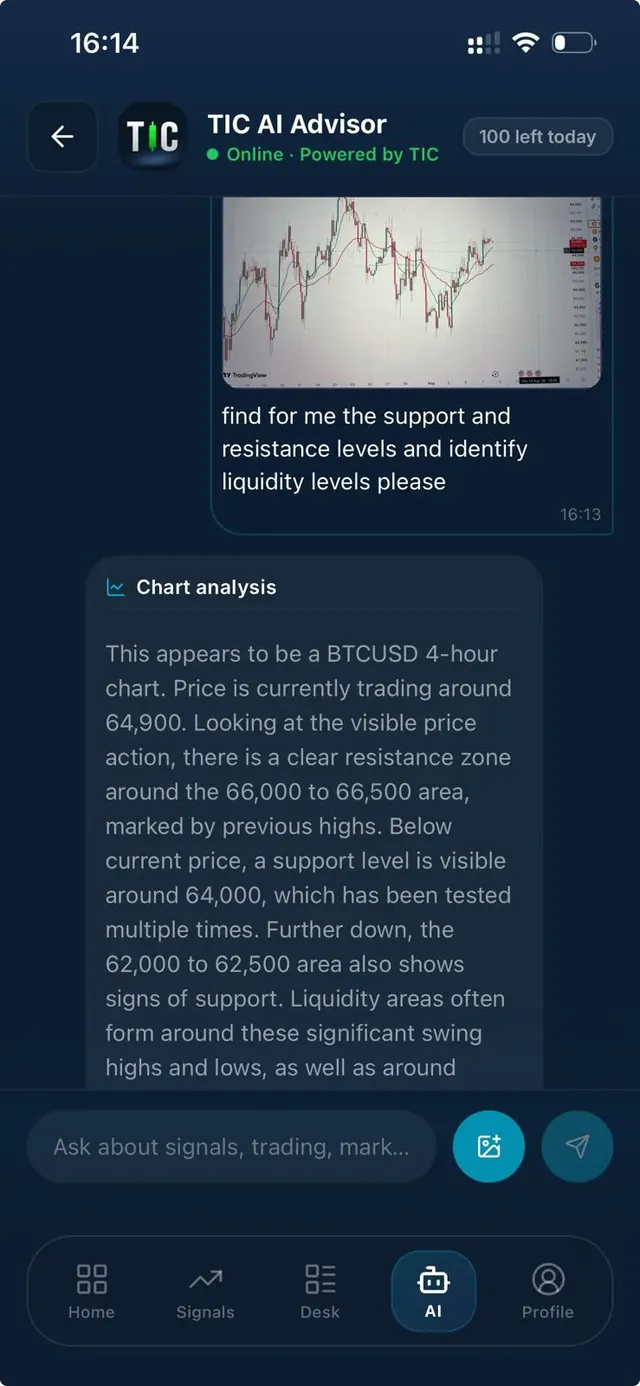 TIC AI Advisor mid-conversation