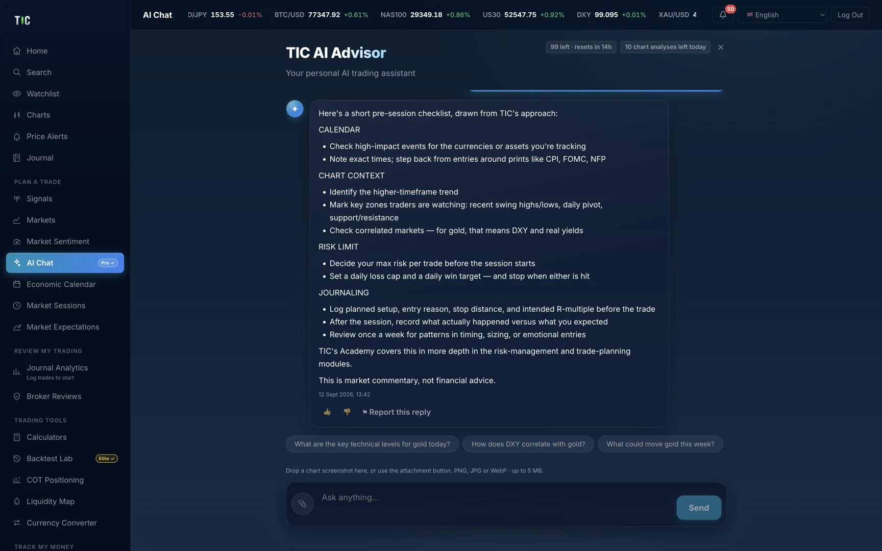TIC Desk · Conseiller IA et Chart Vision