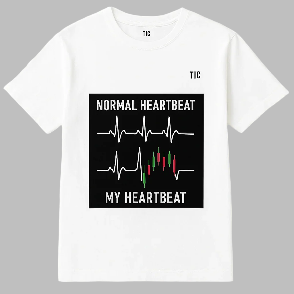 Heartbeat trader t-shirt with candlestick chart