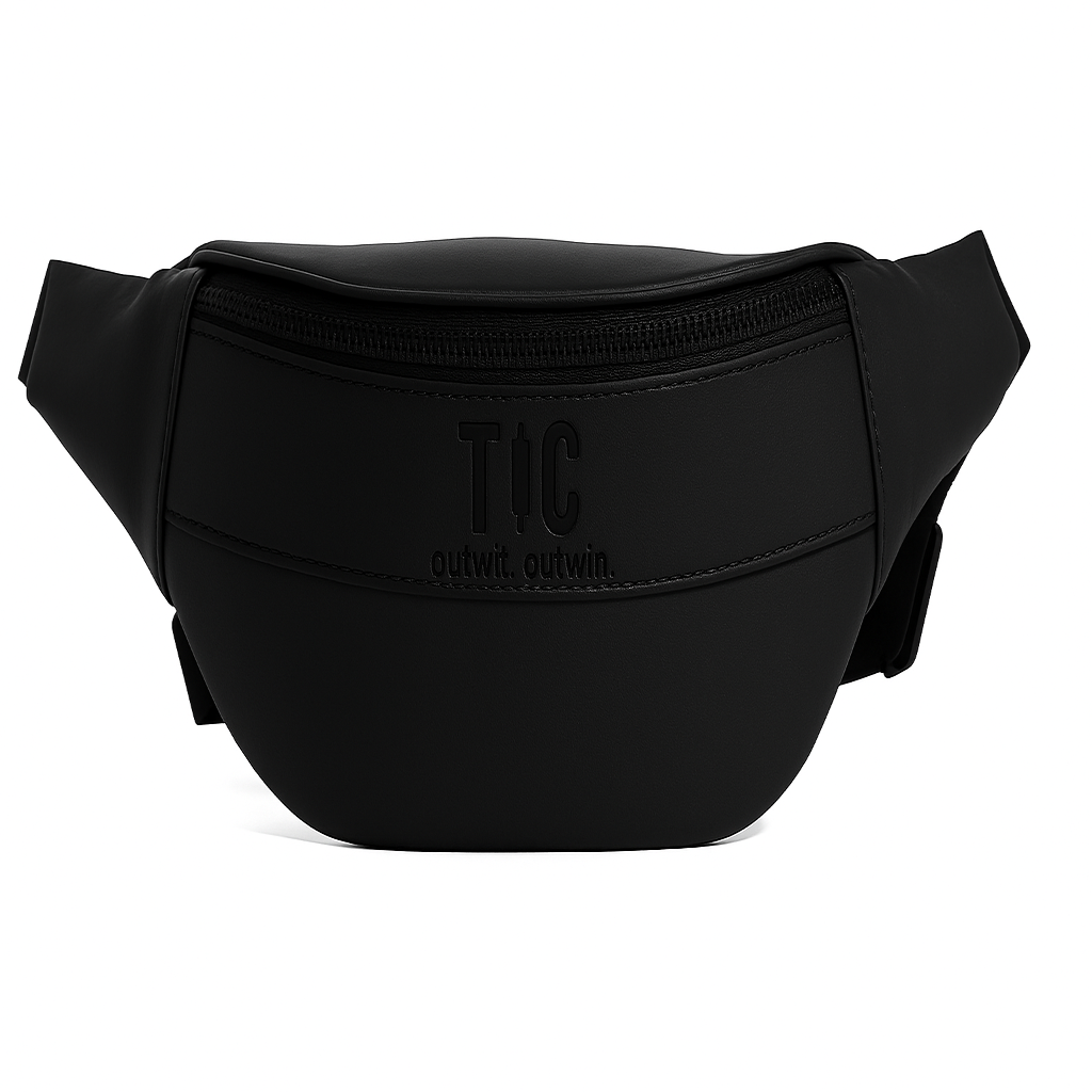 TIC matte black side bag with Outwit. Outwin. logo