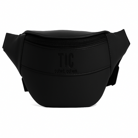 TIC matte black side bag with Outwit. Outwin. logo